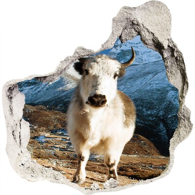 Autocollant mural trou Bison des montagnes dans un trou dans le mur