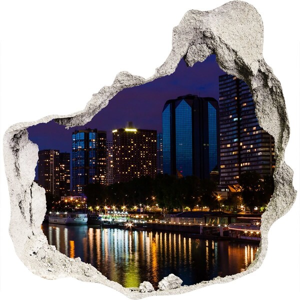 Autocollant mural trou Panorama nocturne de la ville