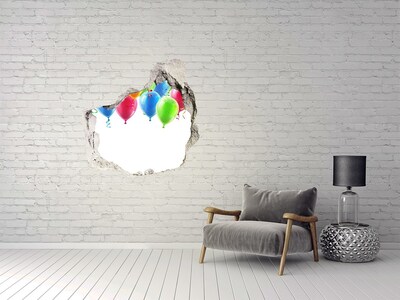 Sticker mural effet trou Ballons dans un trou dans le mur