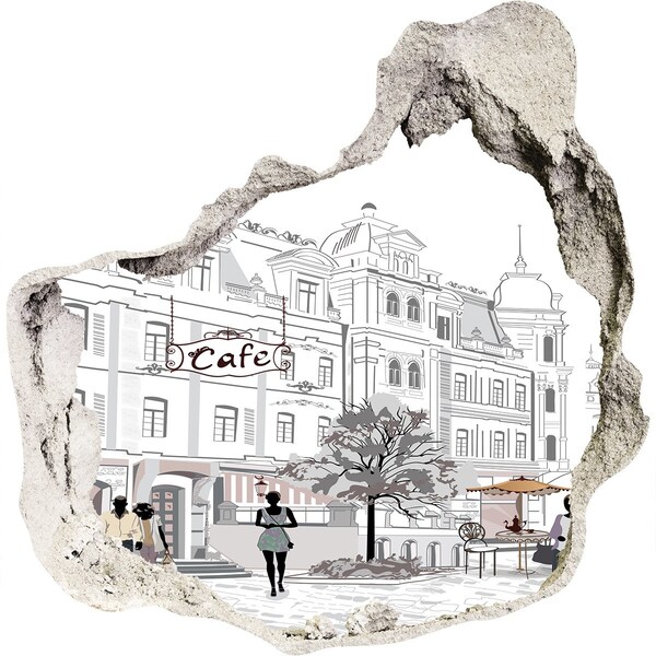 Sticker trou dans le mur Café de style européen