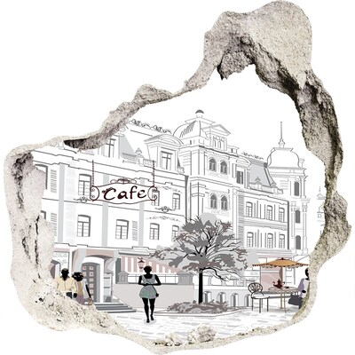 Sticker trou dans le mur Café de style européen