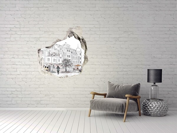 Sticker trou dans le mur Café de style européen