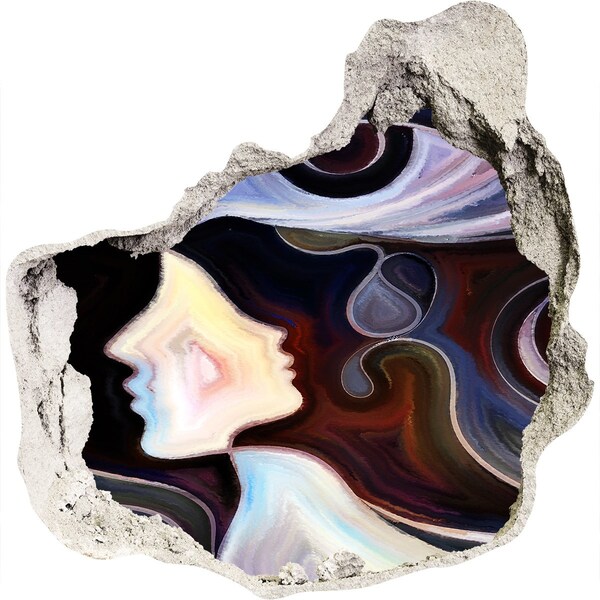 Sticker trou dans le mur Des visages dans le chaos des couleurs