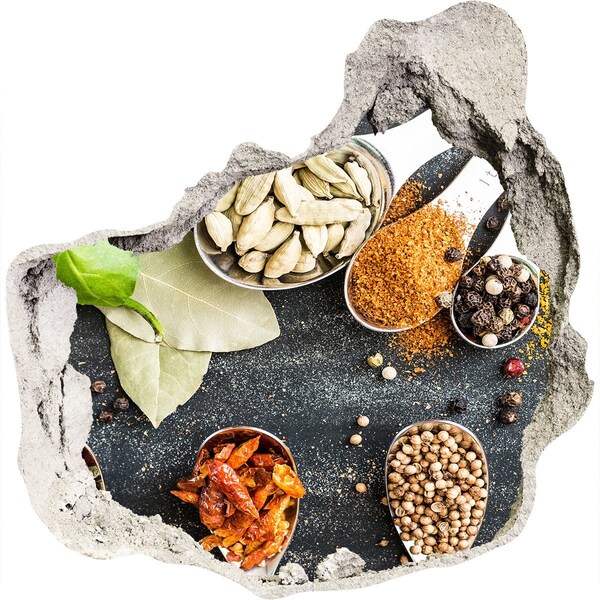 Autocollant mural trou Épices de cuisine dans un petit magasin caché dans le mur