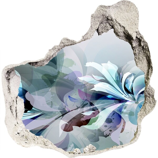 Autocollant mural trou Illusion florale en béton