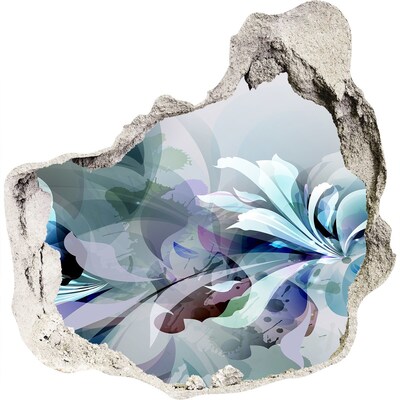 Autocollant mural trou Illusion florale en béton