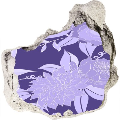 Sticker trou dans le mur Motif floral sur fond violet