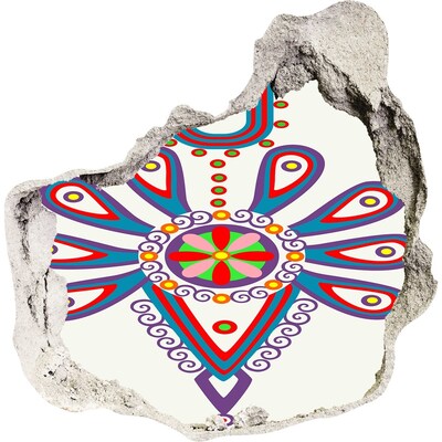 Sticker mural effet trou Un motif coloré sur fond de mur abîmé