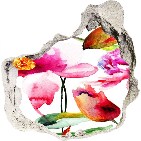 Sticker mural effet trou Jardin fleuri derrière le mur