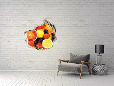 Sticker mural effet trou Fruit coloré grès