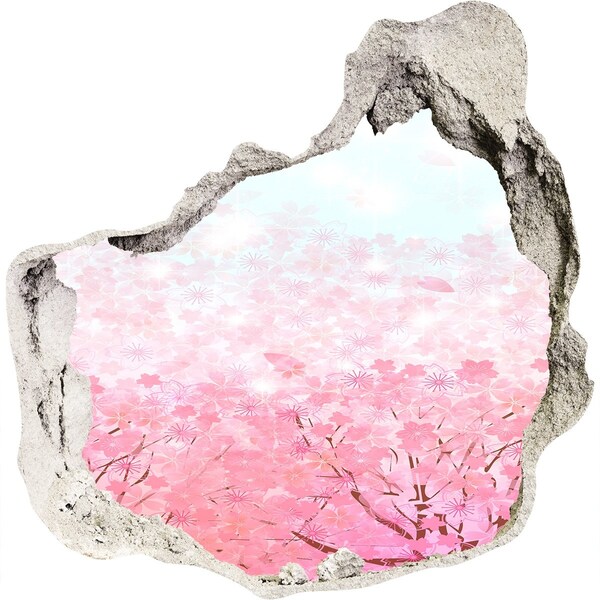 Sticker mural effet trou Un paysage floral aux nuances de rose