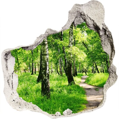 Autocollant à effet 3d trou Forêt de bouleau grès