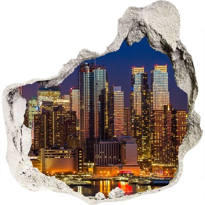 Sticker mural effet trou Panorama nocturne de la ville