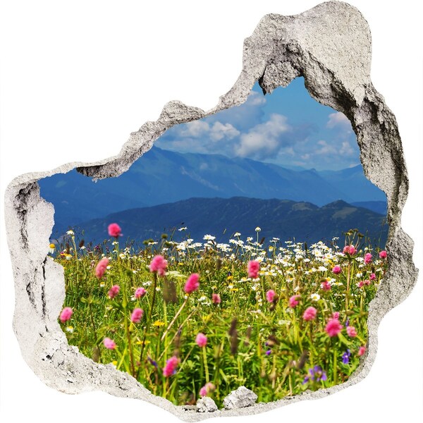 Autocollant à effet 3d trou paysage de montagne floral