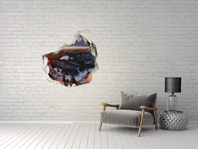 Autocollant mural trou paysage de montagne hivernal