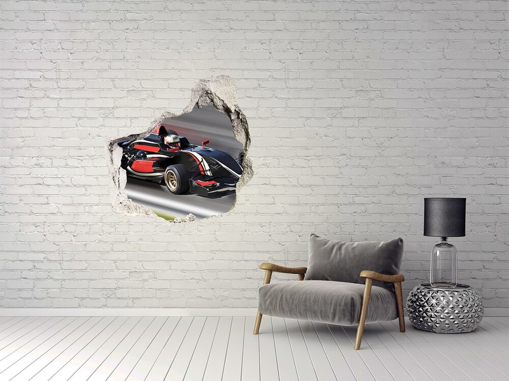 Sticker mural effet trou Formule 1 grès