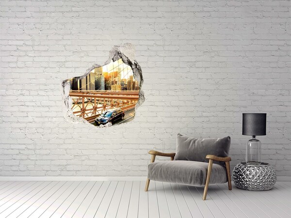 Autocollant mural trou Le pont de Brooklyn au coucher du soleil