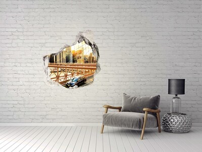 Autocollant mural trou Le pont de Brooklyn au coucher du soleil