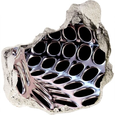 Autocollant à effet 3d trou Grillage métallique à travers un trou dans le mur