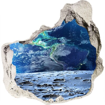 Autocollant à effet 3d trou Vue cosmique depuis un trou dans le mur