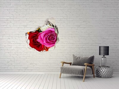 Sticker mural effet trou Roses colorées grès