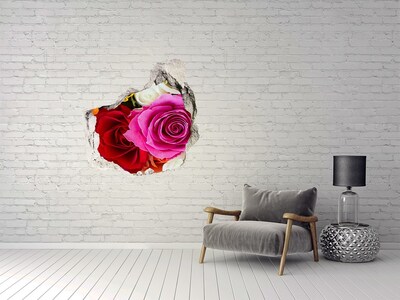 Sticker mural effet trou Une explosion florale de couleurs