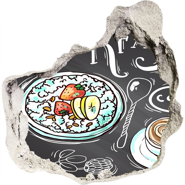 Autocollant mural trou Petit-déjeuner rétro