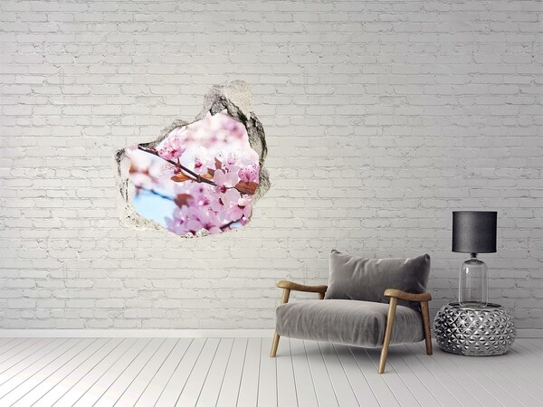 Autocollant à effet 3d trou Une oasis florale derrière le mur