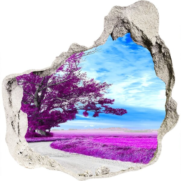 Sticker mural effet trou Paysage aux tons violets