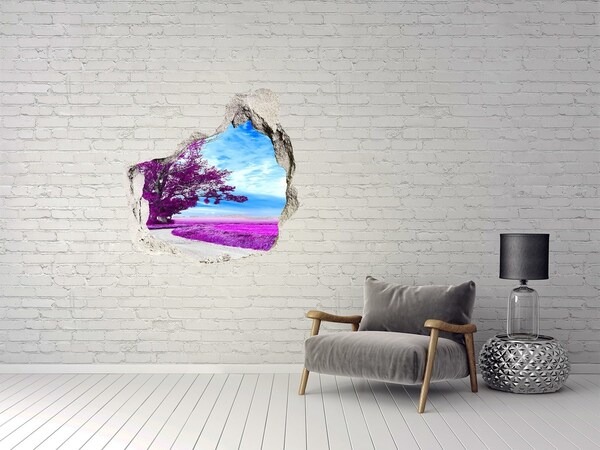Sticker mural effet trou Paysage aux tons violets