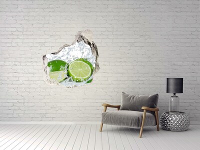 Sticker mural effet trou Citrons dans une explosion d'eau