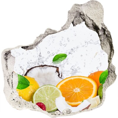 Autocollant à effet 3d trou Un paradis fruitier derrière le mur