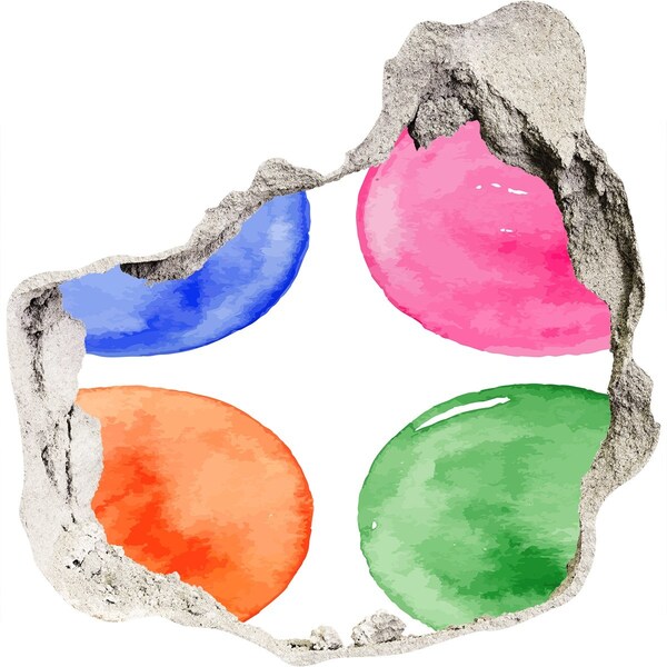 Sticker trou dans le mur Des boules colorées dans un trou dans le mur
