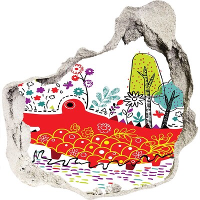 Autocollant mural trou Crocodile dans un paysage coloré