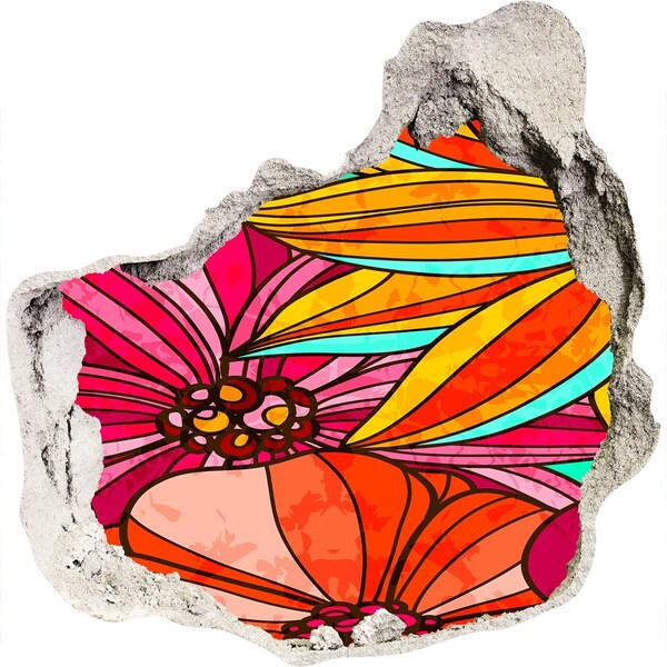 Sticker trou dans le mur Une explosion florale de couleurs
