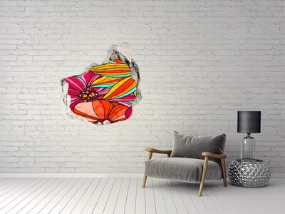 Sticker trou dans le mur Une explosion florale de couleurs