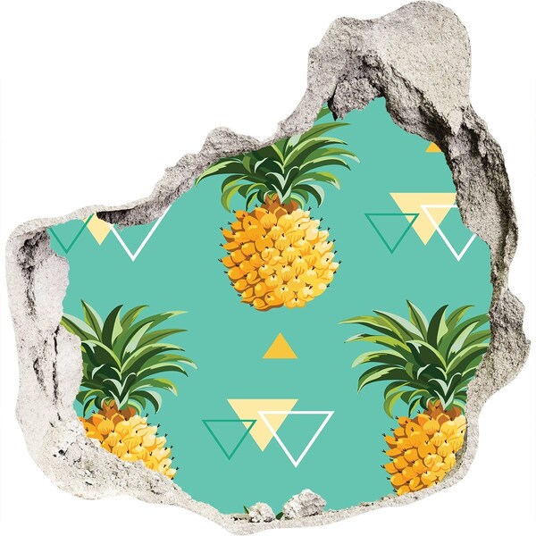 Sticker trou dans le mur Ananas sur fond turquoise