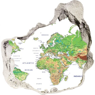 Autocollant à effet 3d trou Carte du monde grès