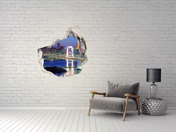 Sticker trou dans le mur Le pont de Tokyo la nuit