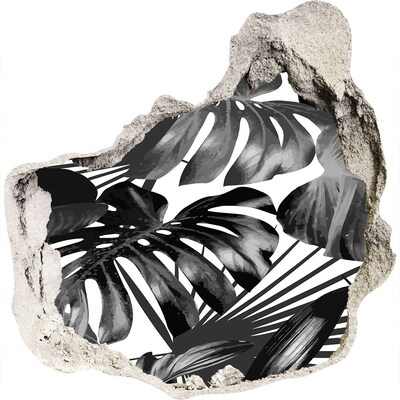 Sticker trou dans le mur Jungle tropicale monochrome