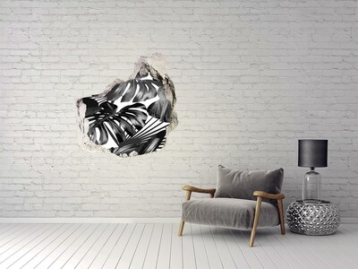 Sticker trou dans le mur Jungle tropicale monochrome