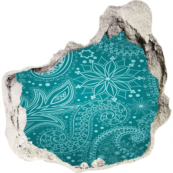 Sticker trou dans le mur Motif turquoise sur fond de pierre