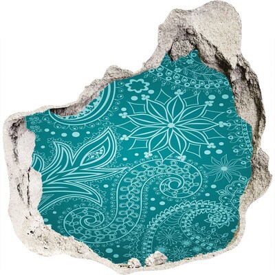 Sticker trou dans le mur Motif turquoise sur fond de pierre