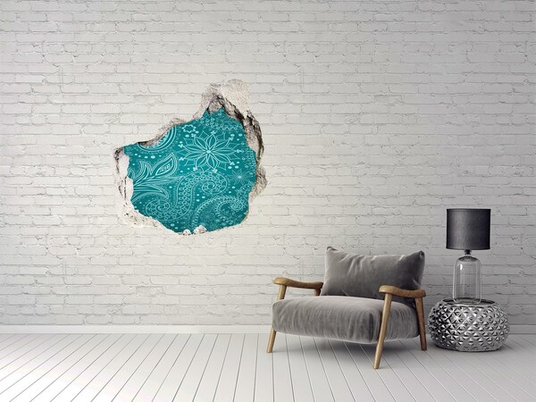 Sticker trou dans le mur Motif turquoise sur fond de pierre