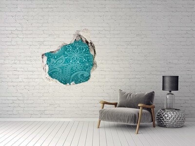 Sticker trou dans le mur Motif turquoise sur fond de pierre
