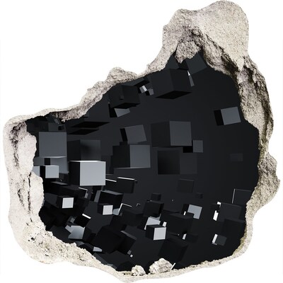 Sticker mural effet trou Cubes noirs dans l'espace 3D