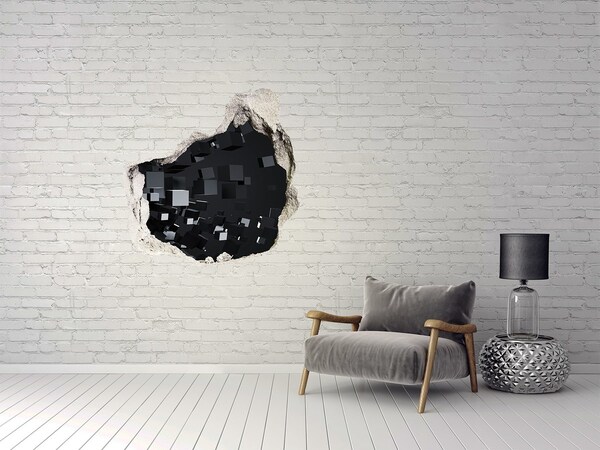 Sticker mural effet trou Cubes noirs dans l'espace 3D