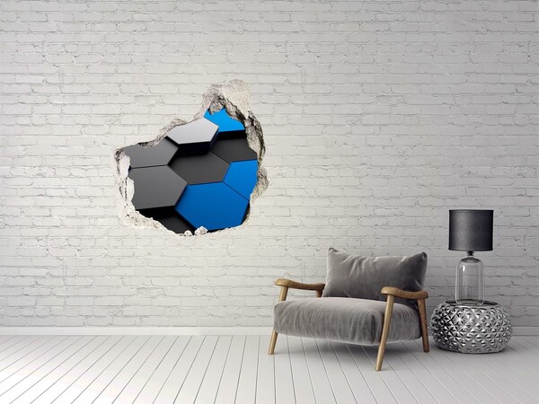 Autocollant à effet 3d trou Hexagones modernes dans le mur