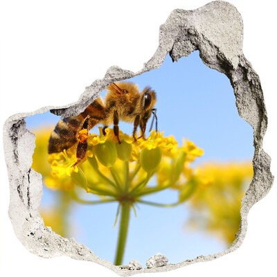 Autocollant à effet 3d trou Une abeille sur une fleur