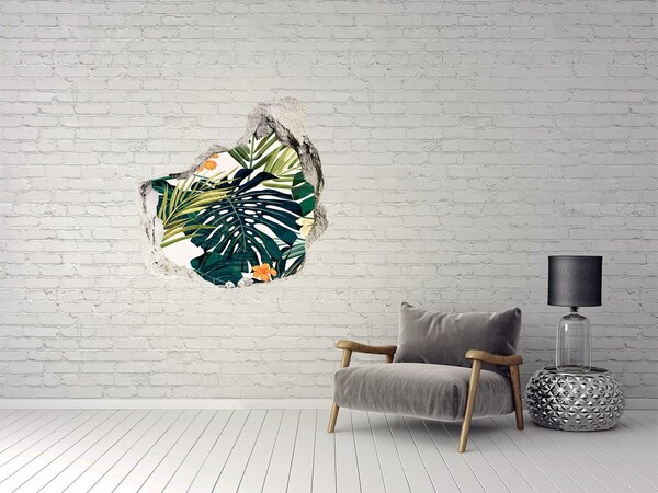 Sticker mural effet trou Un paradis tropical parmi les feuilles